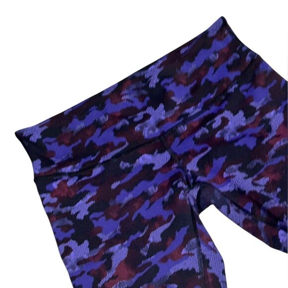 LULULEMON ATHLETICA blue black Wunder Under Crop III Camo Emperor leggings sz 8 - Picture 4 of 7